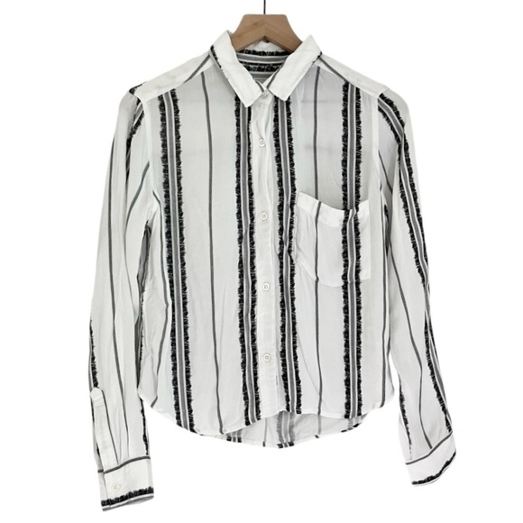 Rails Women’s Dana‎ Feather Stripe Button Front Top Black White Size XS - Picture 5 of 13